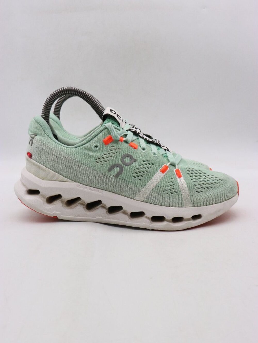 On Running Cloudsurfer Women's Size 6.5 Mint Green Orange Road Shoes Sneakers